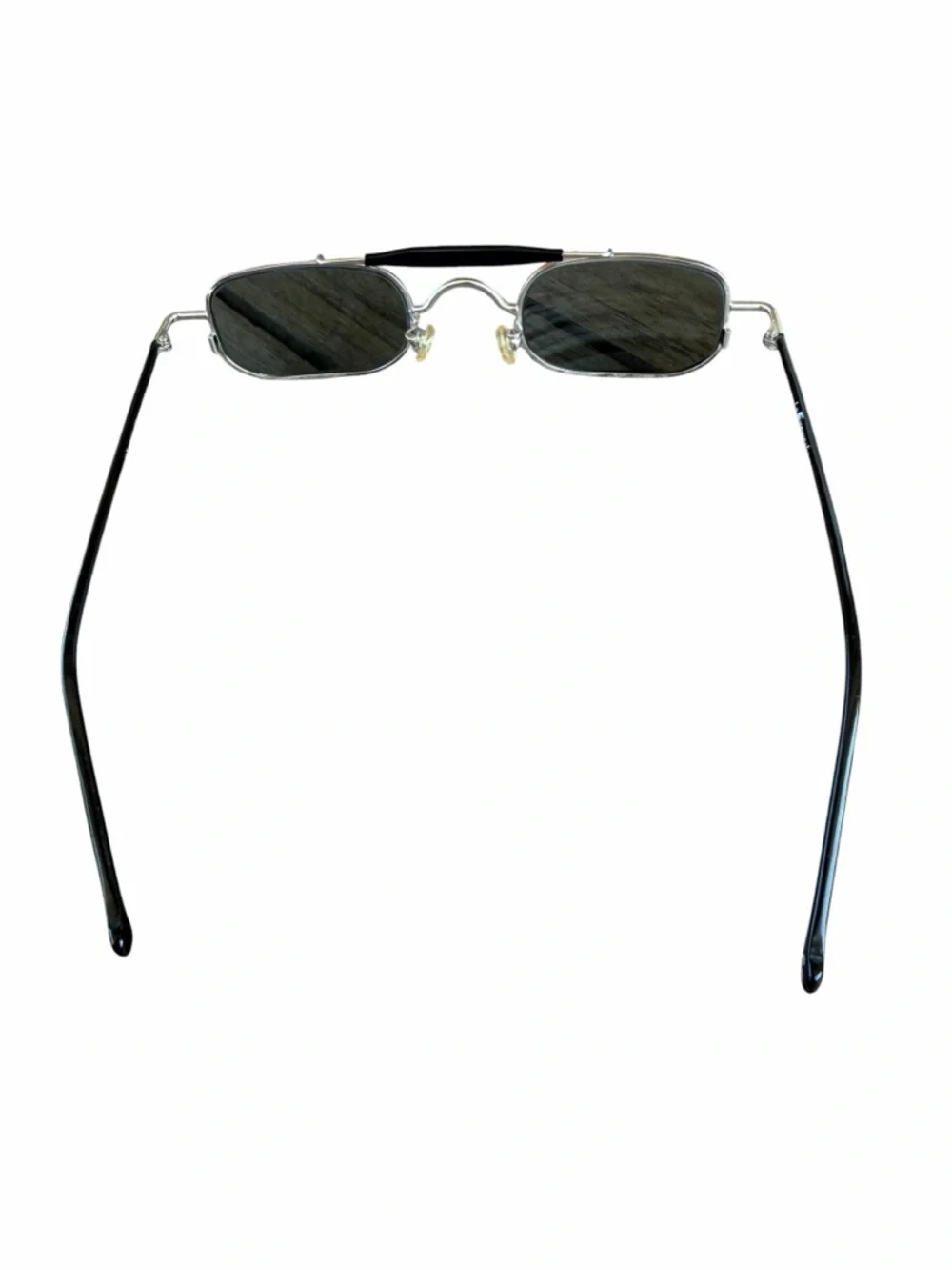 VTG l.a. Eyeworks Pine 405 Silver Black Low Profile Wire Sunglasses Artsy GUC